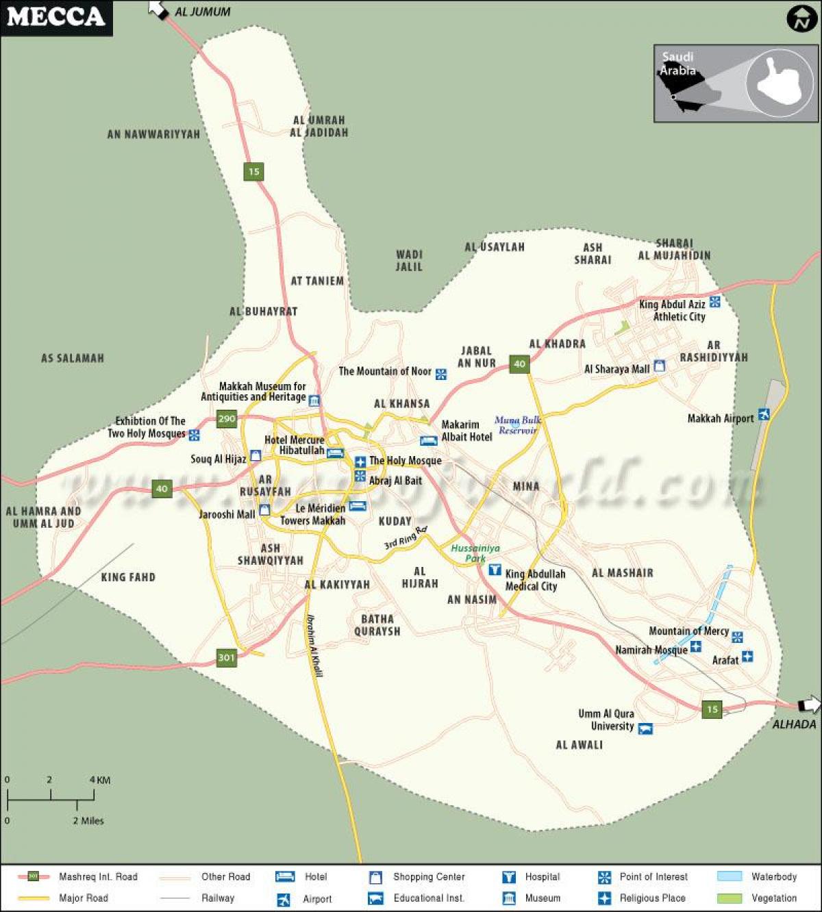 Карта достопримечательностей Мекки (Мекка)